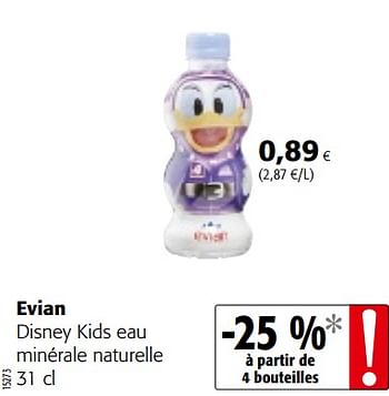 Promotions Evian disney kids eau minérale naturelle - Evian - Valide de 16/08/2018 à 28/08/2018 chez Colruyt