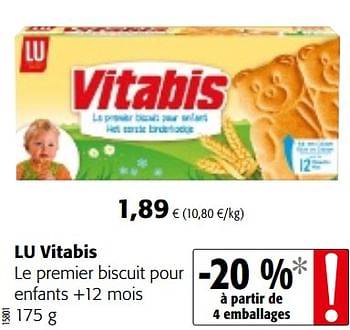 Promotions Lu vitabis le premier biscuit pour enfants +12 mois - Lu - Valide de 16/08/2018 à 28/08/2018 chez Colruyt