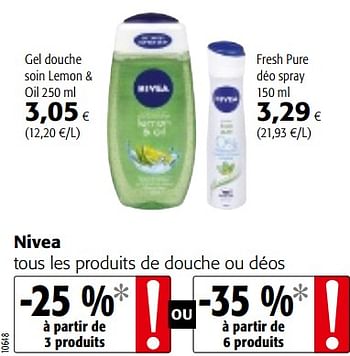 Promotions Nivea tous les produits de douche ou déos - Nivea - Valide de 16/08/2018 à 28/08/2018 chez Colruyt
