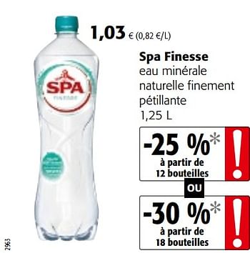 Promotions Spa finesse eau minérale naturelle finement pétillante - Spa - Valide de 16/08/2018 à 28/08/2018 chez Colruyt