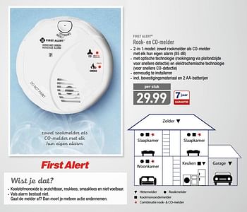 Promoties First alert rook- en co-melder - First Alert - Geldig van 20/08/2018 tot 25/08/2018 bij Aldi