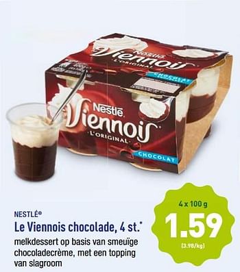 Promoties Le viennois chocolade - Nestlé - Geldig van 20/08/2018 tot 25/08/2018 bij Aldi