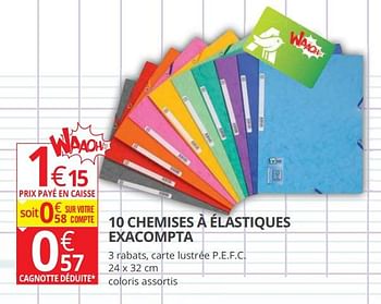 Promotions 10 chemises à élastiques exacompta - Exacompta - Valide de 14/08/2018 à 02/09/2018 chez Auchan Ronq