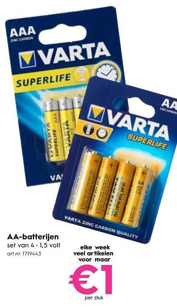 Promotions Aa-batterijen - Varta - Valide de 15/08/2018 à 28/08/2018 chez Blokker