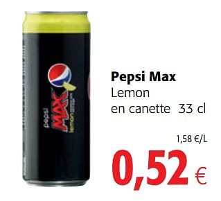 Promotions Pepsi max lemon - Pepsi - Valide de 16/08/2018 à 28/08/2018 chez Colruyt