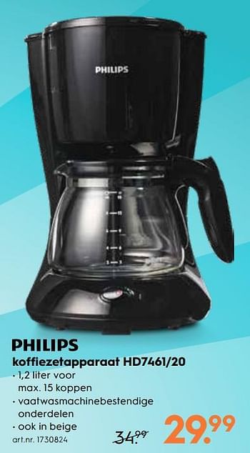 Promoties Philips koffiezetapparaat hd7461-00 - Philips - Geldig van 15/08/2018 tot 28/08/2018 bij Blokker