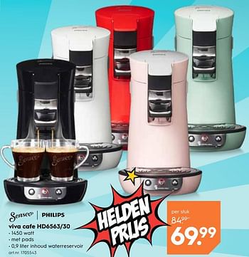 Promoties Philips senseo viva café hd6563 - Philips - Geldig van 15/08/2018 tot 28/08/2018 bij Blokker