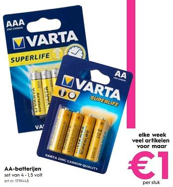Promoties Aa-batterijen - Varta - Geldig van 15/08/2018 tot 28/08/2018 bij Blokker