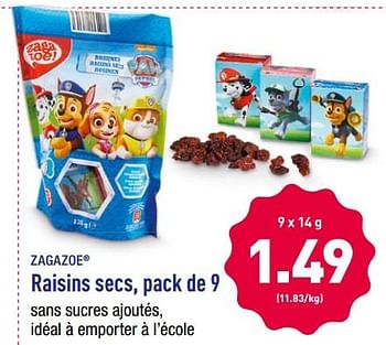 Promotions Raisins secs - Zagazoe - Valide de 20/08/2018 à 25/08/2018 chez Aldi
