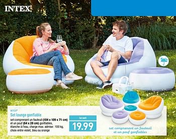 Promotions Set lounge gonflable - Intex - Valide de 20/08/2018 à 25/08/2018 chez Aldi