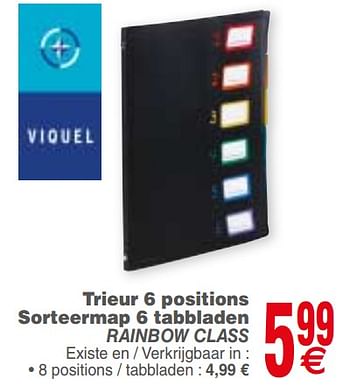 Promoties Trieur 6 positions sorteermap 6 tabbladen rainbow class - VIQUEL - Geldig van 21/08/2018 tot 03/09/2018 bij Cora