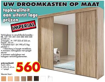 Promoties Kast b. 250 x h. 223 x d. 65 cm. + 1 spiegel - Huismerk - EmDecor - Geldig van 20/08/2018 tot 30/09/2018 bij Emdecor