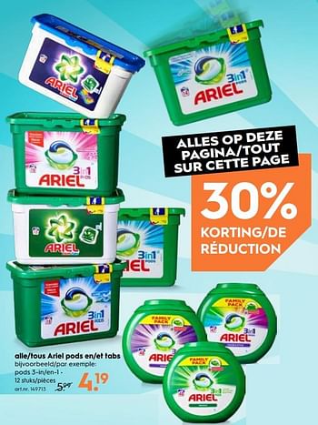Promotions Tous ariel pods et tabs - Ariel - Valide de 15/08/2018 à 28/08/2018 chez Blokker