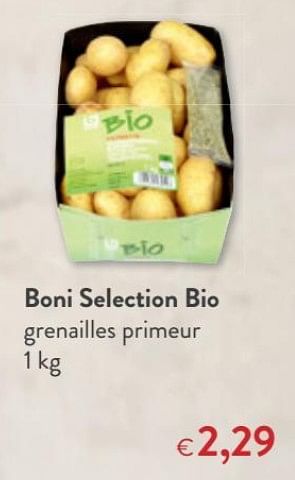 Promotions Boni selection bio grenailles primeur - Boni - Valide de 16/08/2018 à 28/08/2018 chez OKay
