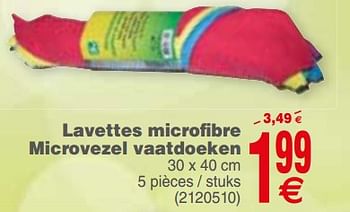 Promotions Lavettes microfibre microvezel vaatdoeken - Cleany - Valide de 21/08/2018 à 03/09/2018 chez Cora