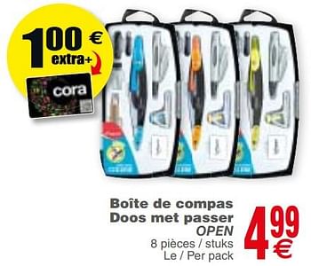 Promotions Boîte de compas doos met passer open - Produit maison - Cora - Valide de 21/08/2018 à 03/09/2018 chez Cora