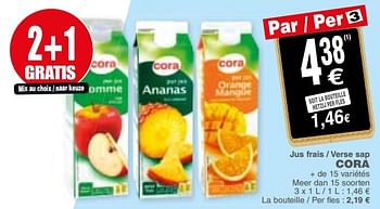 Promoties Jus frais - verse sap cora - Huismerk - Cora - Geldig van 21/08/2018 tot 27/08/2018 bij Cora