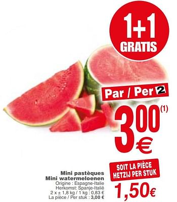 Promoties Mini pastèques mini watermeloenen - Huismerk - Cora - Geldig van 21/08/2018 tot 27/08/2018 bij Cora
