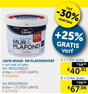 Promoties Levis muur- en plafondverf - Levis - Geldig van 21/08/2018 tot 24/09/2018 bij Zelfbouwmarkt