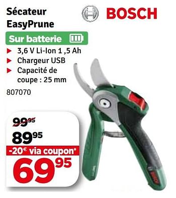Promoties Bosch sécateur easyprune - Bosch - Geldig van 21/08/2018 tot 02/09/2018 bij Mr. Bricolage