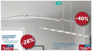 Promoties Lampe suspendue chrome cristal - Huismerk - Zelfbouwmarkt - Geldig van 21/08/2018 tot 24/09/2018 bij Zelfbouwmarkt