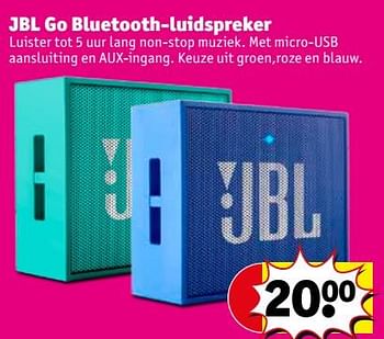 Promoties Jbl go bluetooth-luidspreker - JBL - Geldig van 21/08/2018 tot 26/08/2018 bij Kruidvat
