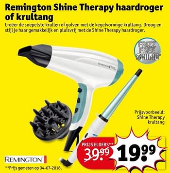 Promoties Remington shine therapy krultang - Remington - Geldig van 21/08/2018 tot 26/08/2018 bij Kruidvat