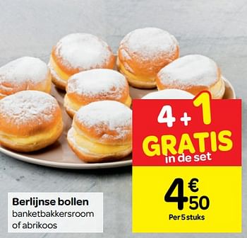 Promoties Berlijnse bollen banketbakkersroom of abrikoos - Huismerk - Carrefour  - Geldig van 22/08/2018 tot 27/08/2018 bij Carrefour