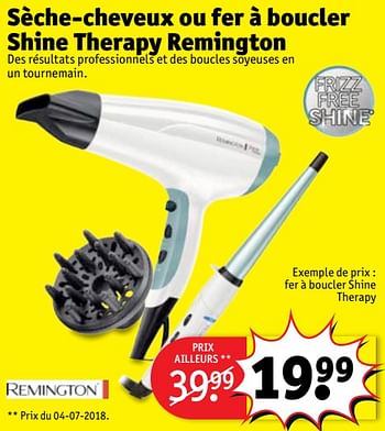Promoties Remington fer à boucler shine therapy - Remington - Geldig van 21/08/2018 tot 26/08/2018 bij Kruidvat