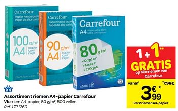 Promoties Assortiment riemen a4-papier carrefour - Huismerk - Carrefour  - Geldig van 22/08/2018 tot 27/08/2018 bij Carrefour