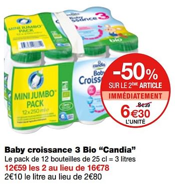 Candia Baby Croissance 3 Bio Candia En Promotion Chez Monoprix