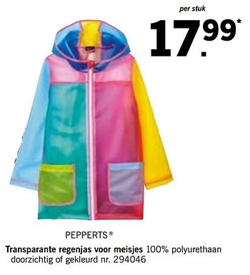 Promoties Transparante regenjas voor meisjes - Pepperts - Geldig van 03/09/2018 tot 08/09/2018 bij Lidl