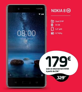 Promotions Nokia 8 - Nokia - Valide de 22/08/2018 à 19/09/2018 chez Base