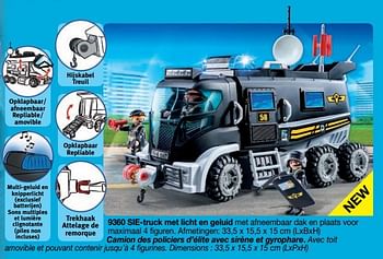 Promotions Camion des policiers d`élite avec sirène et gyrophare - Playmobil - Valide de 01/09/2018 à 31/12/2018 chez Playmobil