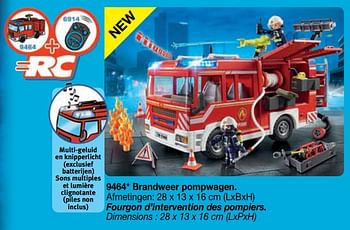 Promotions Brandweer pompwagen - Playmobil - Valide de 01/09/2018 à 31/12/2018 chez Playmobil