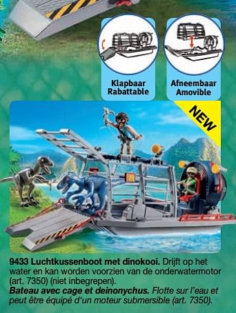 Promotions Luchtkussenboot met dinokooi - Playmobil - Valide de 01/09/2018 à 31/12/2018 chez Playmobil