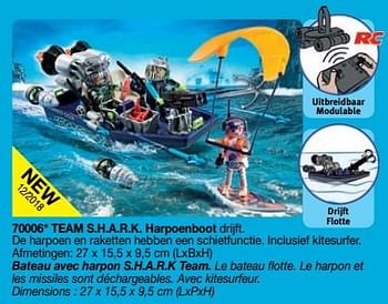 Promotions Team s.h.a.r.k. harpoenboot - Playmobil - Valide de 01/09/2018 à 31/12/2018 chez Playmobil