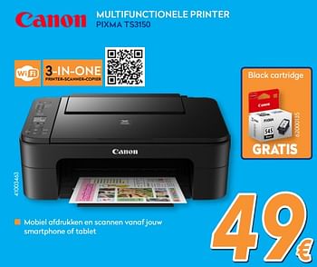Promoties Canon multifunctionele printer pixma ts3150 - Canon - Geldig van 27/08/2018 tot 26/09/2018 bij Krefel