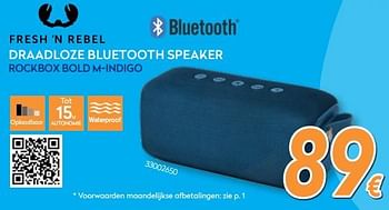 Promoties Fresh `n rebel draadloze bluetooth speaker rockbox bold m-indigo - Fresh - Geldig van 27/08/2018 tot 26/09/2018 bij Krefel