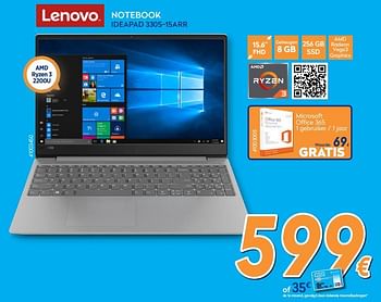 Promoties Lenovo notebook ideapad 330s-15arr - Lenovo - Geldig van 27/08/2018 tot 26/09/2018 bij Krefel