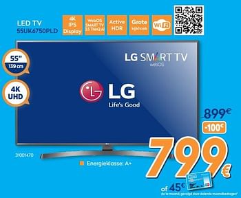 Promoties Lg led tv 55uk6750pld - LG - Geldig van 27/08/2018 tot 26/09/2018 bij Krefel