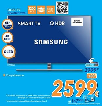 Promoties Samsung qled tv qe65q7f (2018) - Samsung - Geldig van 27/08/2018 tot 26/09/2018 bij Krefel