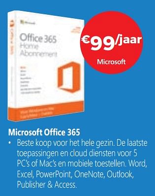 Promoties Microsoft office 365 - Microsoft - Geldig van 17/08/2018 tot 30/09/2018 bij Exellent