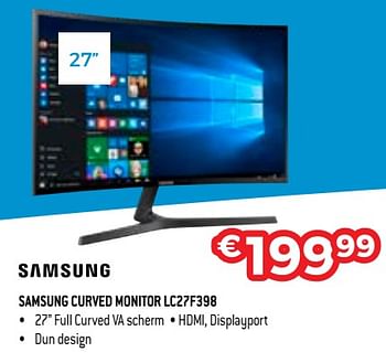 Promoties Samsung curved monitor lc27f398 - Samsung - Geldig van 17/08/2018 tot 30/09/2018 bij Exellent