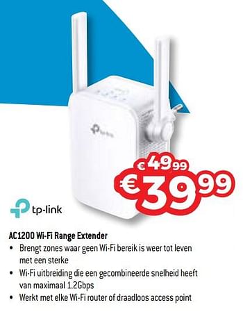 Promoties Tp link ac1200 wi-fi range extender - TP-LINK - Geldig van 17/08/2018 tot 30/09/2018 bij Exellent
