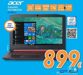 Promotions Acer gaming notebook nitro 5 - Acer - Valide de 27/08/2018 à 26/09/2018 chez Krefel