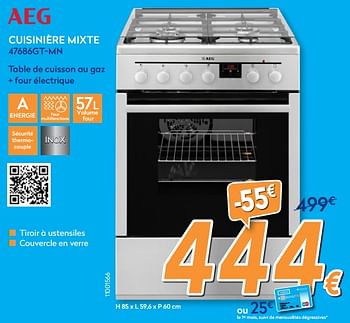 Promotions Aeg cuisinière mixte 47686gt-mn - AEG - Valide de 27/08/2018 à 26/09/2018 chez Krefel