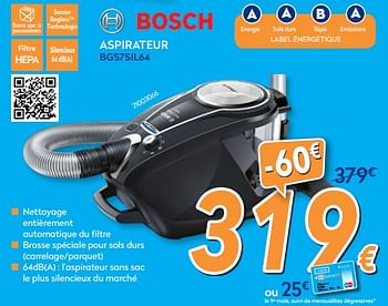 Promotions Bosch aspirateur bgs7sil64 - Bosch - Valide de 27/08/2018 à 26/09/2018 chez Krefel
