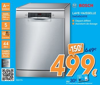 Promoties Bosch lave-vaisselle sms45gi01e - Bosch - Geldig van 27/08/2018 tot 26/09/2018 bij Krefel