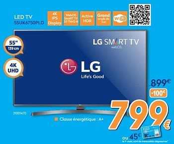 Promotions Lg led tv 55uk6750pld - LG - Valide de 27/08/2018 à 26/09/2018 chez Krefel